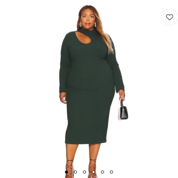 Remi x Revolve lori midi dress in forest green. - Picture 3 of 7